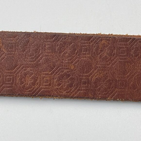 💥BOGO💥 LINEA PELLE Brown Leather Belt. 7/8" Western Antiqued Buckle Hand Made - Picture 4 of 8